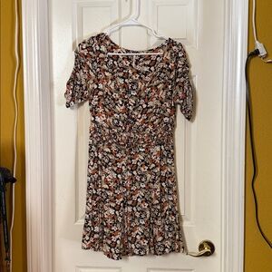 Free People Black and Orange Floral Midi Dress